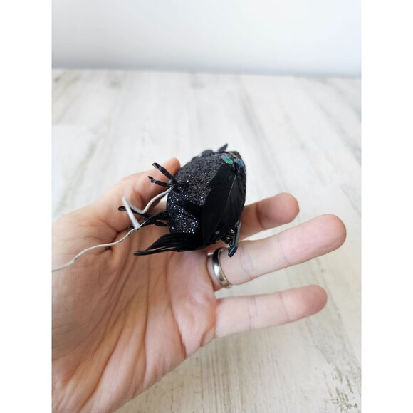 Clip sparkle glitter owl ornament black sequin feather Halloween tree - Picture 9 of 9